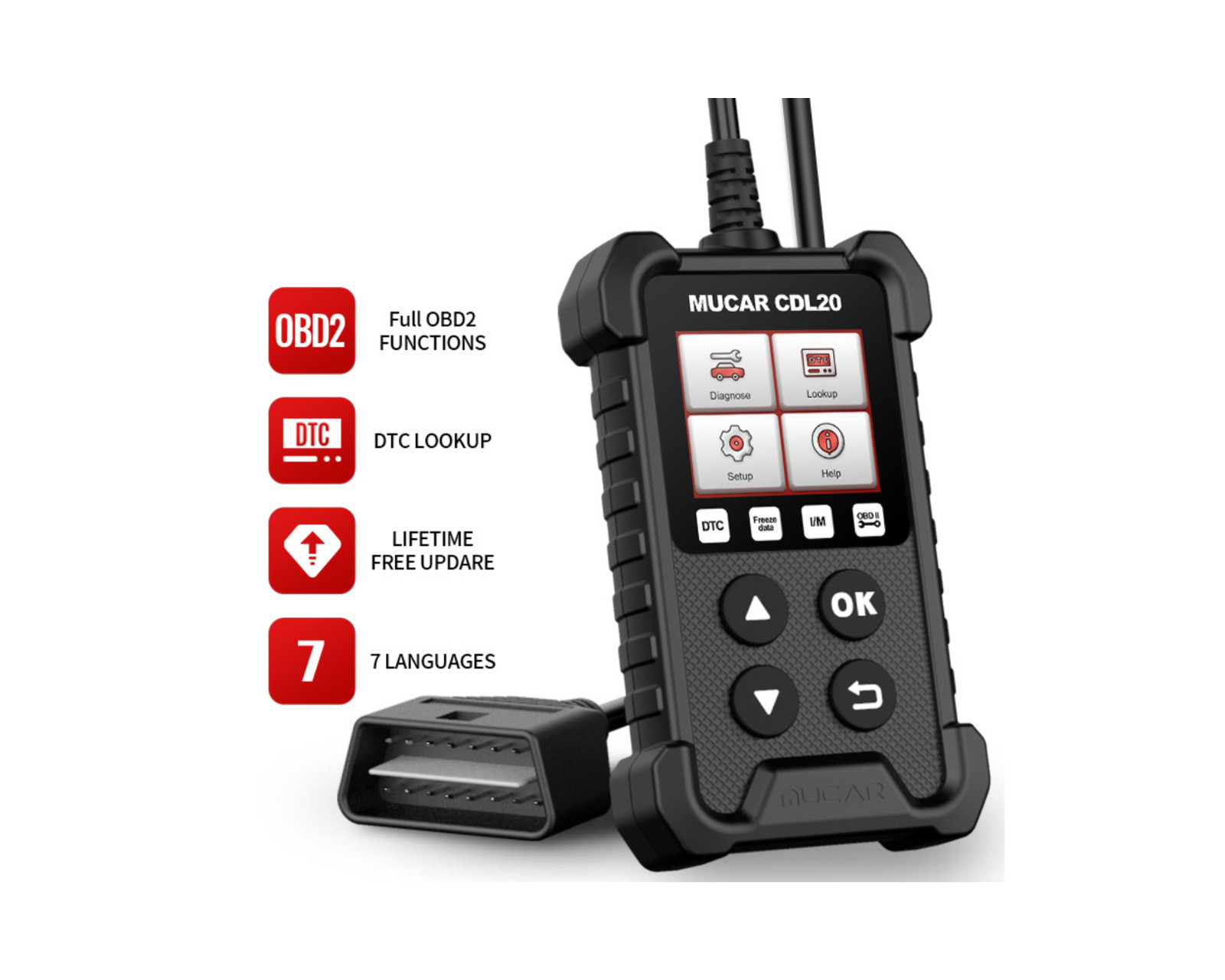Scanner diagnostic auto OBD2 avec écran LCD pour effacer le voyant moteur