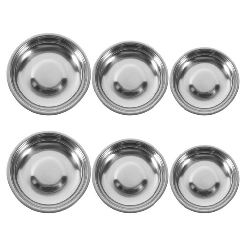 6pcs Stainless Steel Sauce Dishes Mini Saucers Bowl Round Seasoning Dishes