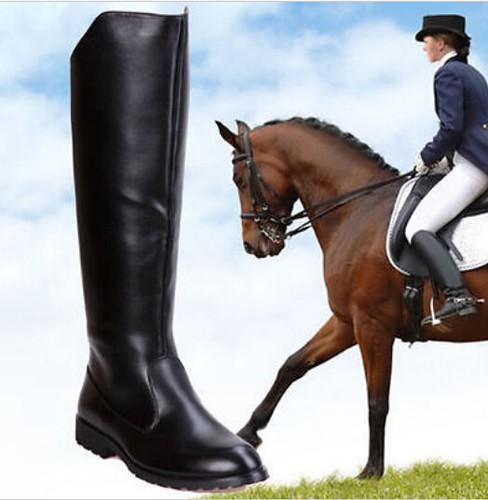 2020 Hombres PU Cuero Rodilla Botas ecuestres altas Botas de montar Botas militares Zapatos - Imagen 6 de 6