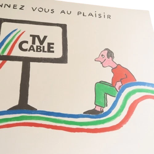 Póster Litografía Vintage Bernard Villemot TV CABLE SAVIGNAC Foto 2 de 3