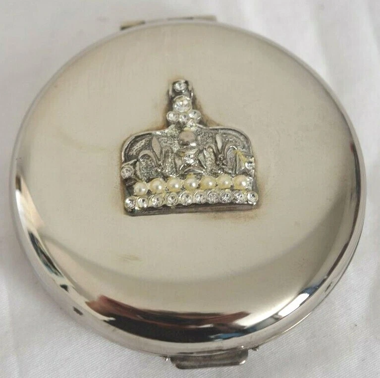 Corona espejo compacto redondo vintage con cuentas Foto 2 de 4