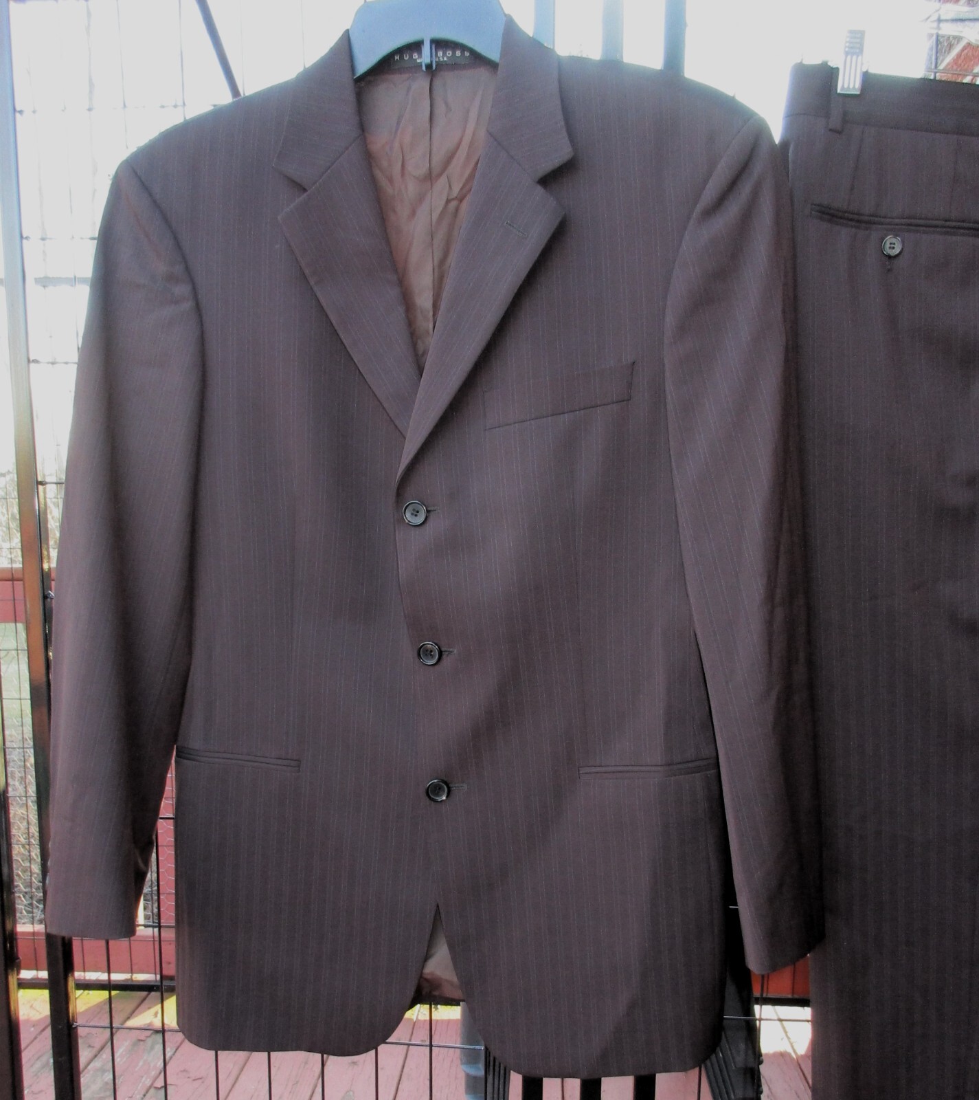 HUGO BOSS SUIT Brown Wool Jacket Sport Coat Pants… - image 10