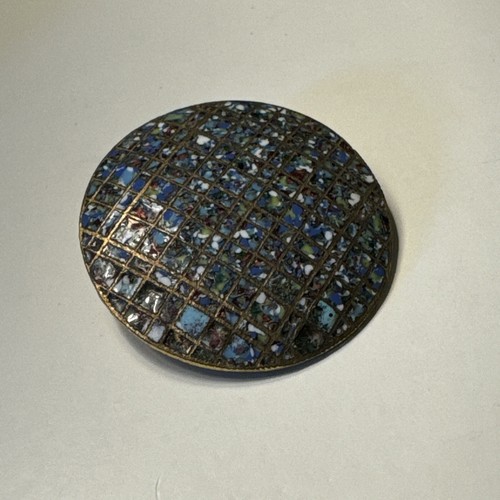 Vintage Glass & Metal Mosaic Shank Button Geometric Design 2.75cm Q922 - Picture 4 of 7