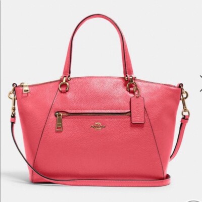 Coach Prairie P79997 Pebble Leather Handbag - Dark Fuchsia