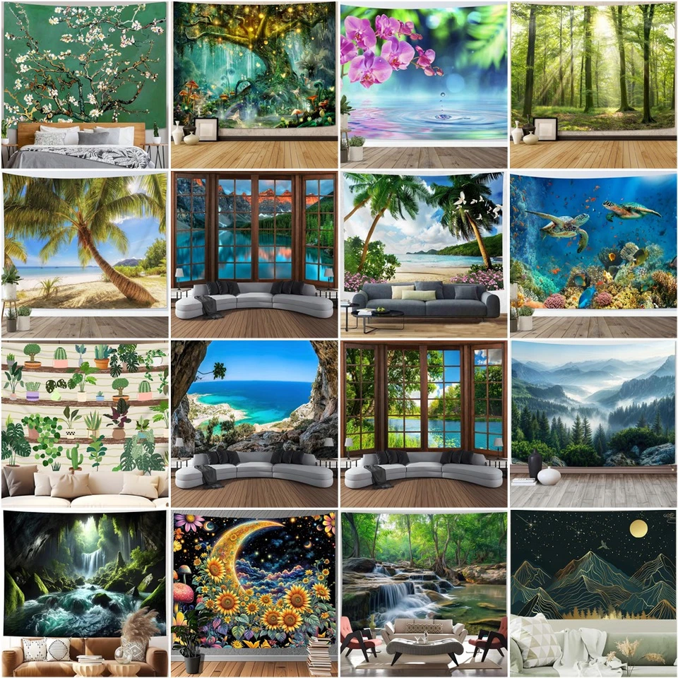 3D Wandbehang Landschaft Blume Wald Wandteppich Tagesdecke Zimmer Hintergrund - Bild 3 von 3