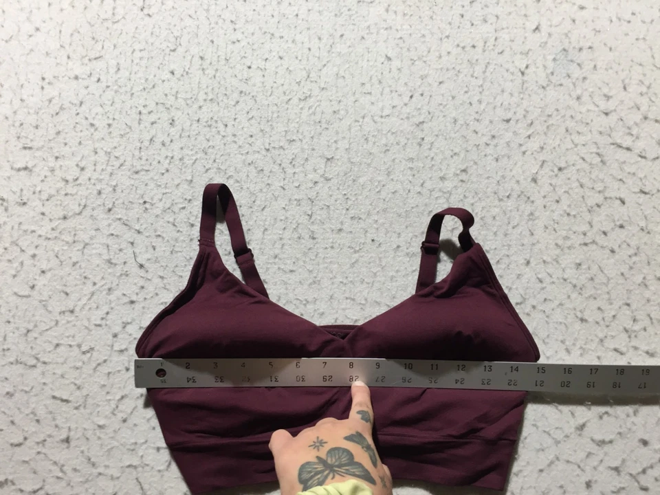 Sujetador Jockey Mujer L Grande Granate Acolchado Cuello en V Nylon Correas Elastizadas Foto 4 de 4