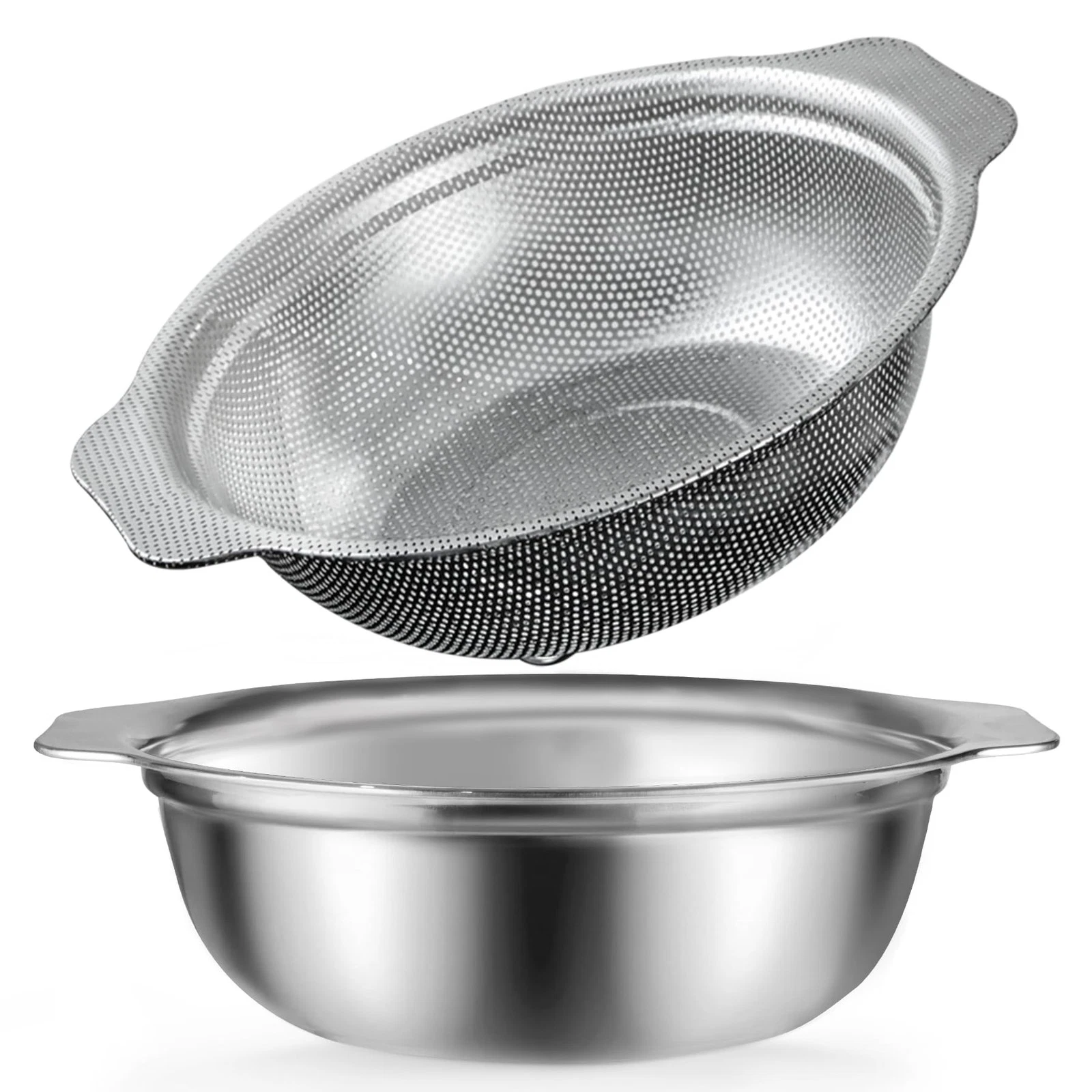 Stainless Steel Colander, 4.5QT Large Capacity with Mixing Bowl, Rice Washing...