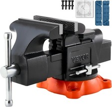 5-in Heavy-Duty Bench Vise – 5" Jaw, 360° Swivel Base, Ductile Iron Build