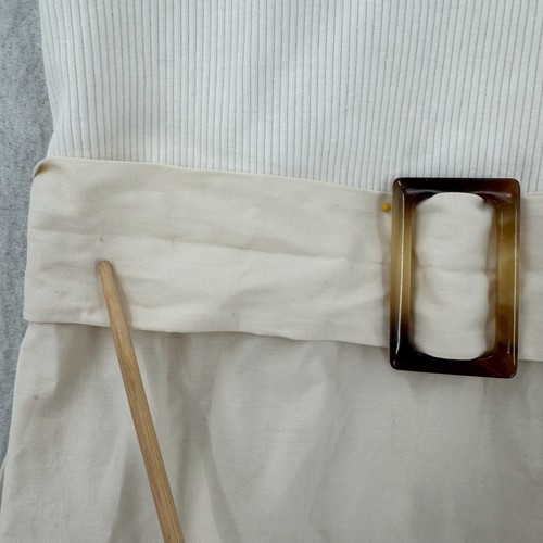 Zara Midi Dress Womens Small Ivory Cream Belted Sleeveless Ribbed Knit Blend NWT - Picture 8 of 11