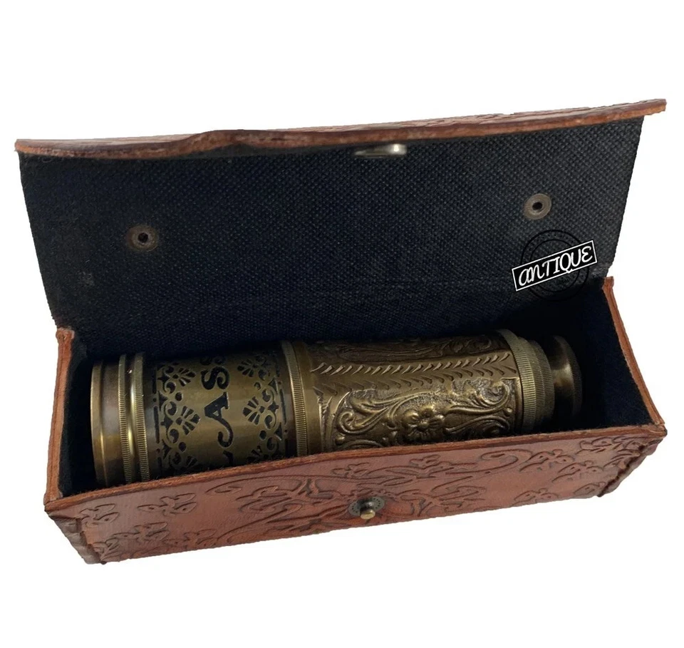 Antiguo Telescopio de Latón Marítimo Náutico Pirata Espía Vintage Regalo de Navidad Foto 3 de 4