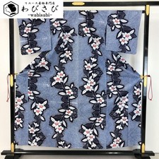 SUMMER KIMONO YUKATA Curved floral pattern Japanese Kimono K-5024