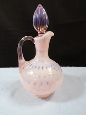 Fenton Pink Opalescent Glass Honeycomb Small Coin Dot Pattern Cruet w/ Stopper