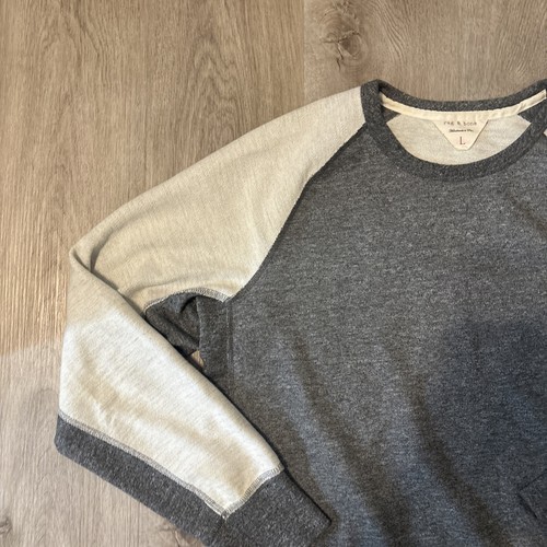 Rag & Bone Men's Gray and White Two Tone Pullover Crew Neck L Sweater - Picture 4 of 11
