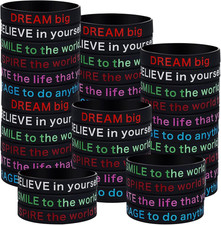 48 Pcs Motivational Quote Rubber Bracelets Bulk Inspirational Silicone Wristband