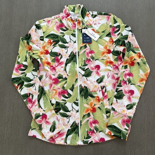 Tommy Bahama Active Upf 50 Printed Full Zip Jacket Size S Floral Tropical Neu mit Etikett - Bild 1 von 7