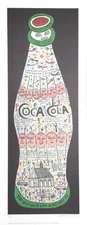 Signed HOWARD FINSTER Folk Art COCA-COLA Lithograph - Unframed 871/1200 - BLACK