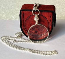 Silver Coated Magnifying Glass, Optical Magnifier Lens with A Beautiful Neckl...