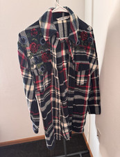 Zara Womens M Multicolor Plaid Flannel Embroi...