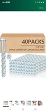 40 Pack 1/2" x 6" Concrete Screw Anchor Galvanized Large Diameter Heavy Duty ...