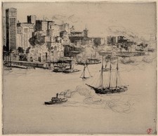 Charles Huard (1874-1965) Antique Pencil Signed Etching - New York - USA 1906