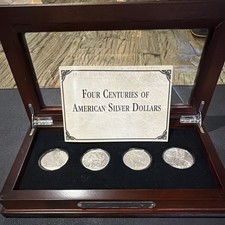 Four Centuries American Silver Dollars 4-Coin Collection 1783 1880 1922 2004
