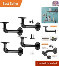 Industrial Pipe Shelf Brackets Metal Mounting for 7-14 Inch Boards Heavy Duty...