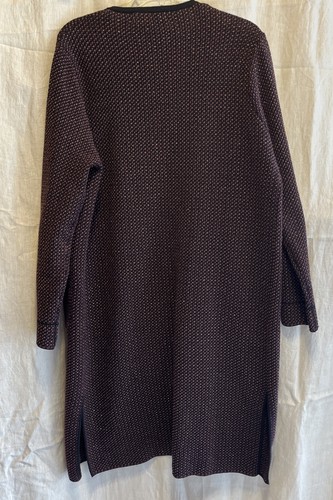 Zara Women's Knit Open Front Long Cardigan Sweater Size Medium Black Metallic - Picture 4 of 6