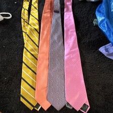 Lauren Ralph Lauren Men's Silk Ties 4 Piece Set Yellow Striped Orange Brown Pink