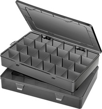 Large 24 Grids Plastic Organizer Box Adjustable Dividers,Clear Storage Box for J