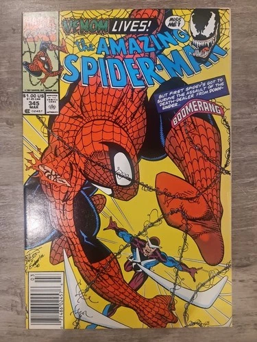 Amazing Spider-Man #345 (Marvel 1991) Bomerang Cover Venom Appearance NM 9.2 9.4