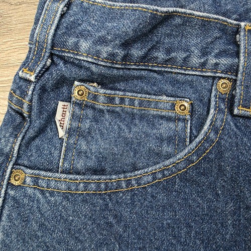 Carhartt Jeans Mens 44 x 24 Blue Denim Work B17-DST Workwear Pants USA - Picture 5 of 11