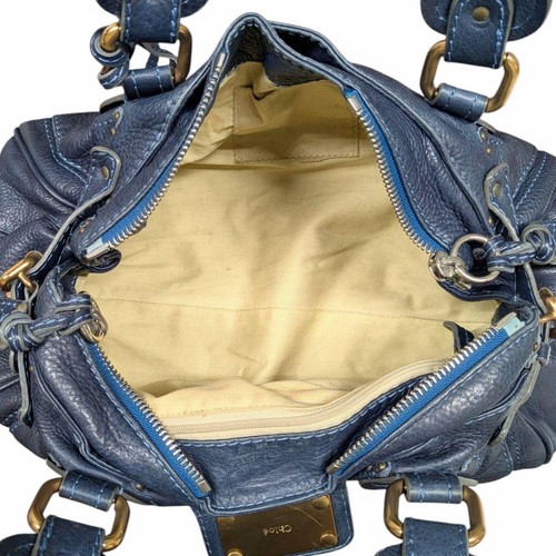 Chloe Paddington Handtasche Schultertasche Vorhängeschloss Schlüssel Leder marineblau authentisch - Bild 10 von 12