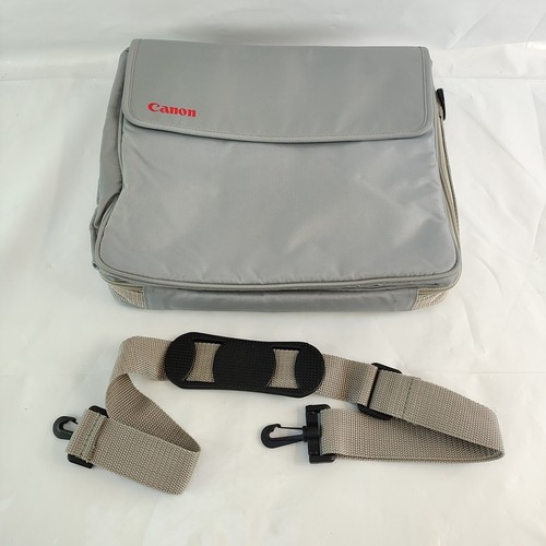 Canon Computer Bag Padded 13" Laptop Carrying Case Cameras Vtg Strap Silver Zips - Picture 4 of 17