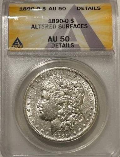 1890 O Morgan Silver Dollar ANACS AU Details Tougher Date Morgan