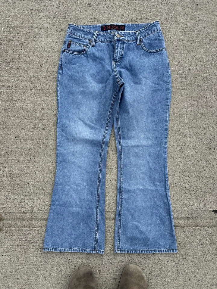 Pantalones de mezclilla vintage años 90 Y2K MUDD recortados talla 9 EE. UU. 30" cintura capri pantalones elásticos Foto 4 de 4