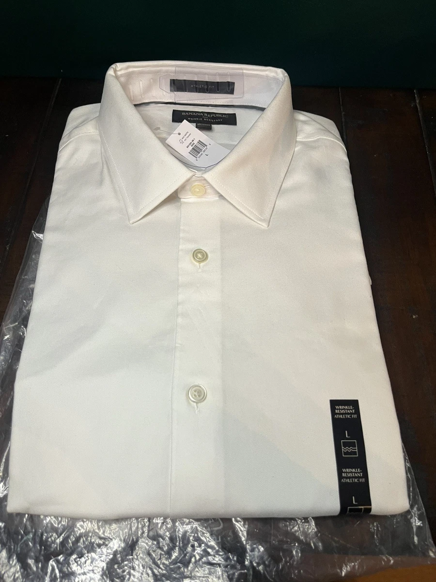 white dress shirt banana republic Men's Slim-Fit Dress Shirt White Regular Size XL