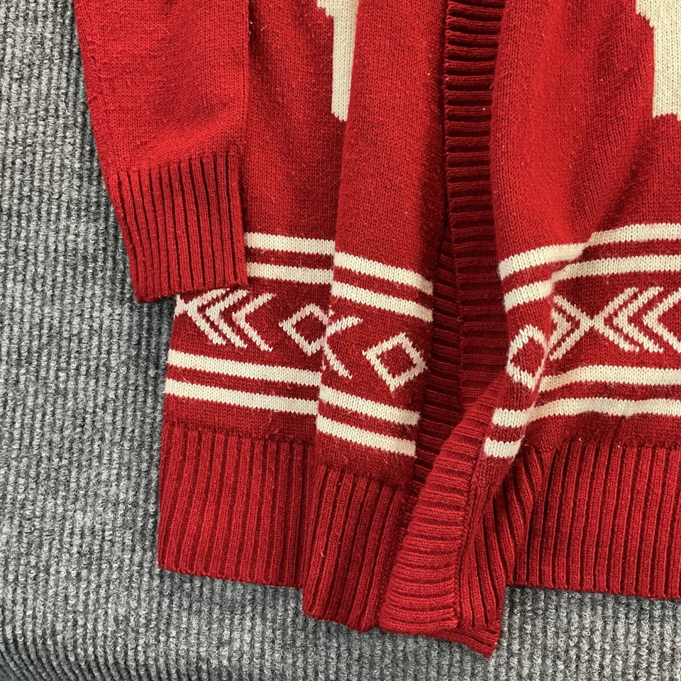 Suéter Miss Avenue Mujer S/M Rojo Marfil Frente Abierto Cárdigan Azteca Tejido Cruzado Foto 3 de 4