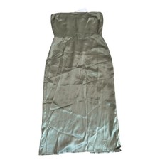 New Reformation $278 Oaklie Silk Dress Artichoke Green Midi Strapless Size 2