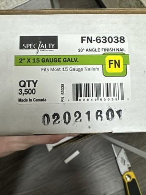 Falcon 2'' 15-GAUGE Galvanized 28*Angle Finish Nails 3,500 Brand New 3pk