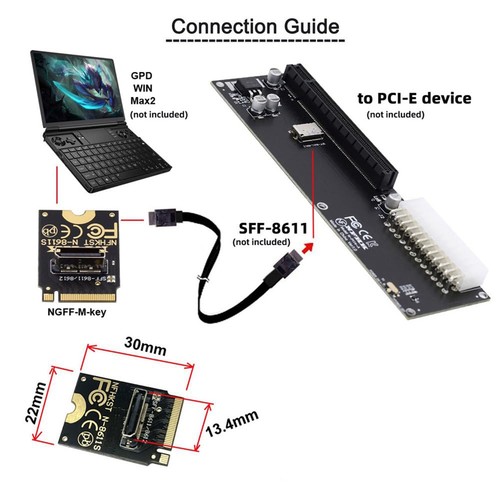 2230 NVMe M.2 Male to Oculink SFF-8612 SFF-8611 PCI-E4.0 67 Pin Female8558 - Afbeelding 4 van 8