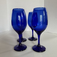 Cristar Rioja Smoke Cobalt Blue Tall Wine Drinking Glasses Set Of 4