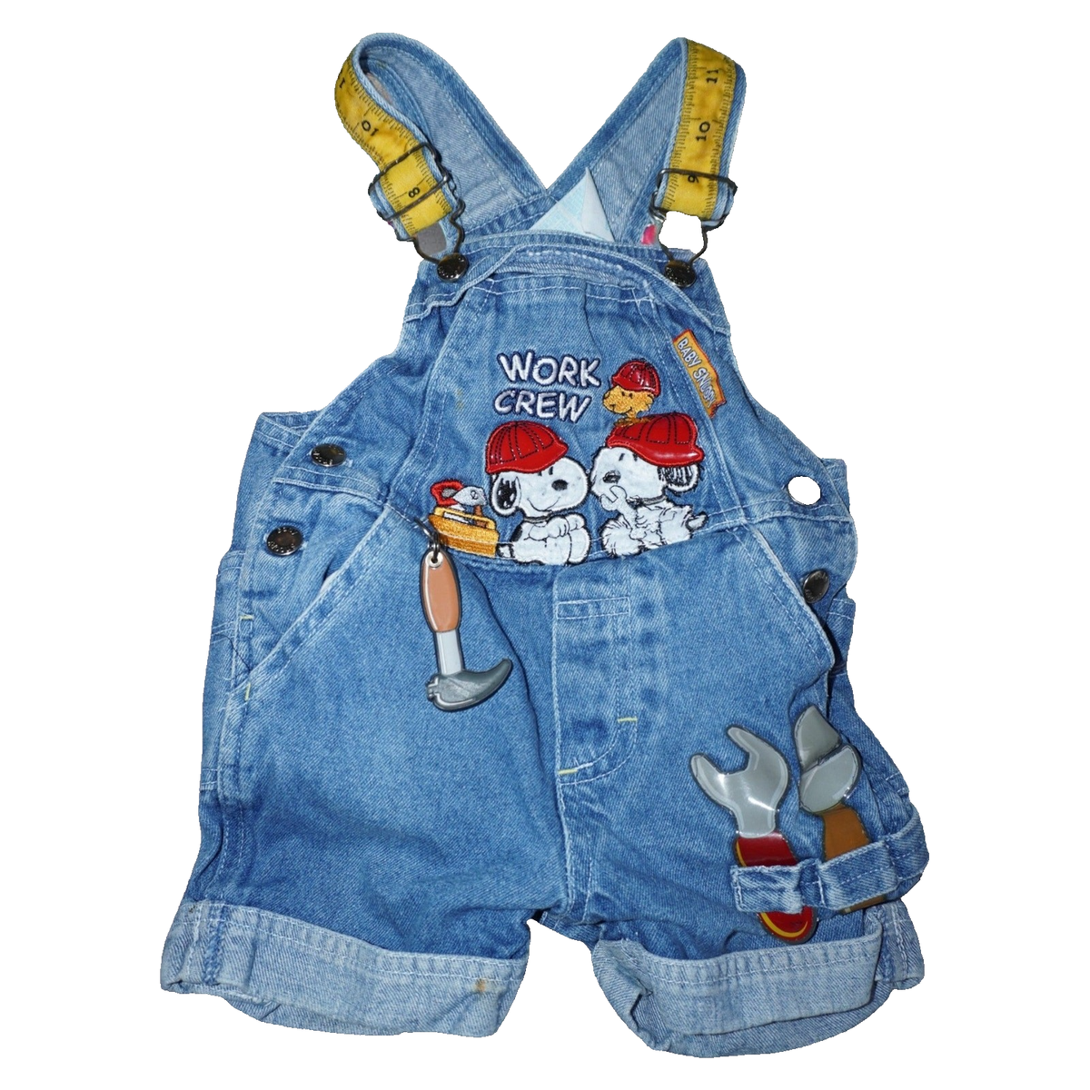 VTG 90s Snoopy Work Crew Denim Overalls Baby 12M Peanuts Carpenter | eBay