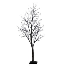 5' Pre-Lit Halloween Deluxe Black Twig Artificial Fall Tree, Orange/Purple LED
