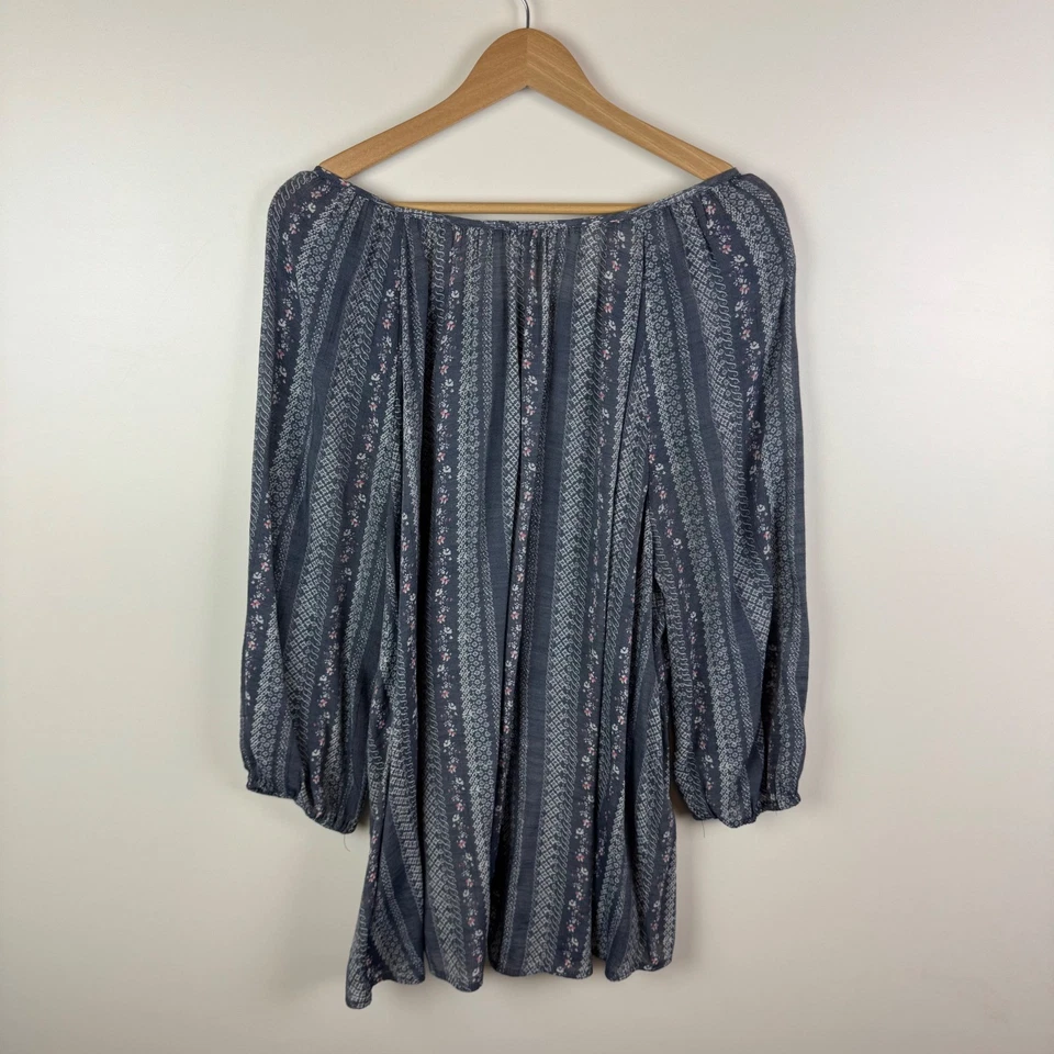 Blusa Campesina Como Azul Floral Talla 2X Azul Ligera Boho Chic Fluida Festival Foto 4 de 4