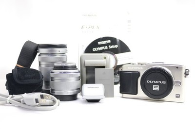 [Near MINT] Olympus Pen Lite E-PL5 Silver Mirrorless Digital Camera (2 Lens)