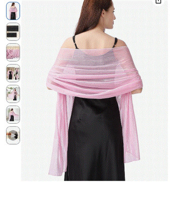 LADIERY BRIGHT PINK SHIMMERING CHIFFON SHAWL AND WRAP- 75'' X 28''