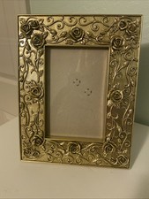 Vintage 3D Gold Colored Rose Metal Photo Picture Frame