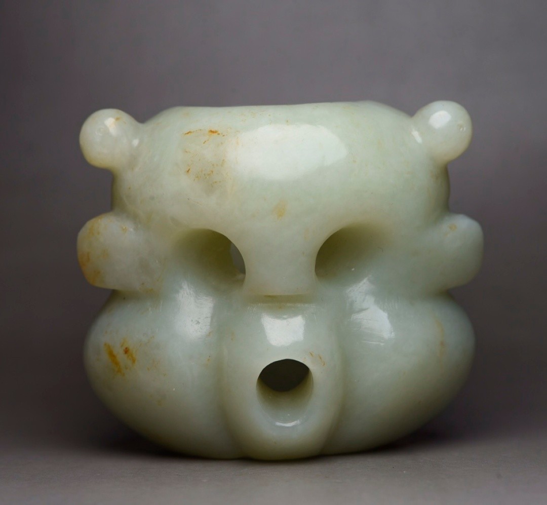 Chinese Hetian Jade Nephrite Hand Carved Collector Taotie Thumb Ring Carving