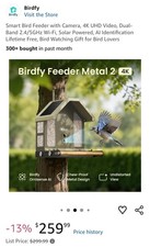 Birdfy Smart Bird Feeder with Camera, Durable Metal Feeders for Outdoors, Solar