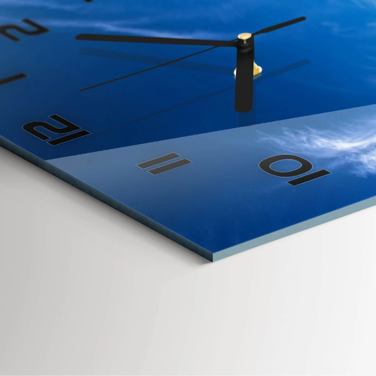 Reloj de Pared Rectangular Horizontal Elegante para Salón Cielo Azul 60x30 cm